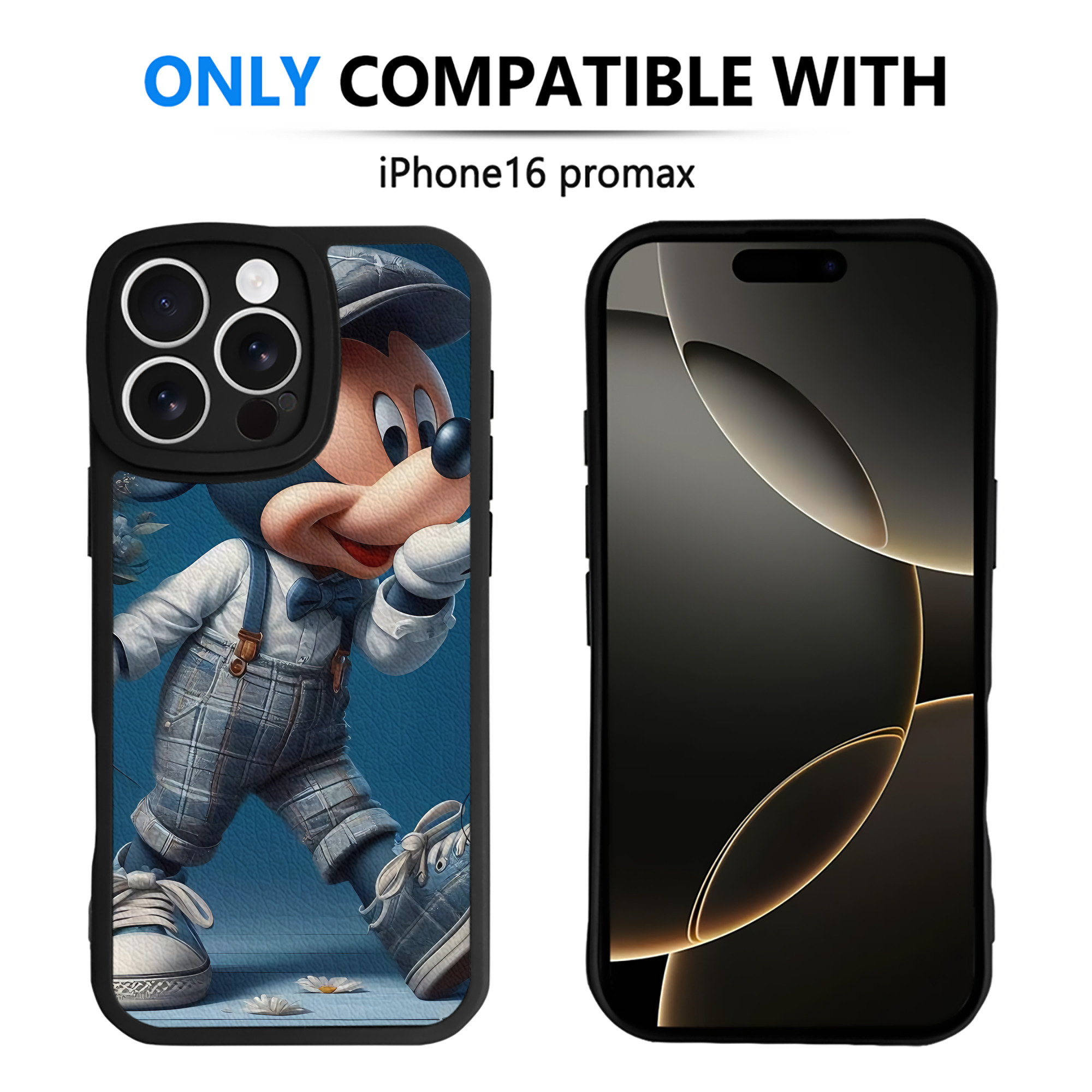 （画像用） ミッキーマウス Mickey Mouse 【iPhone 16シリーズ対応】シリコンスマホケース（レザー調） 材質：シリコン